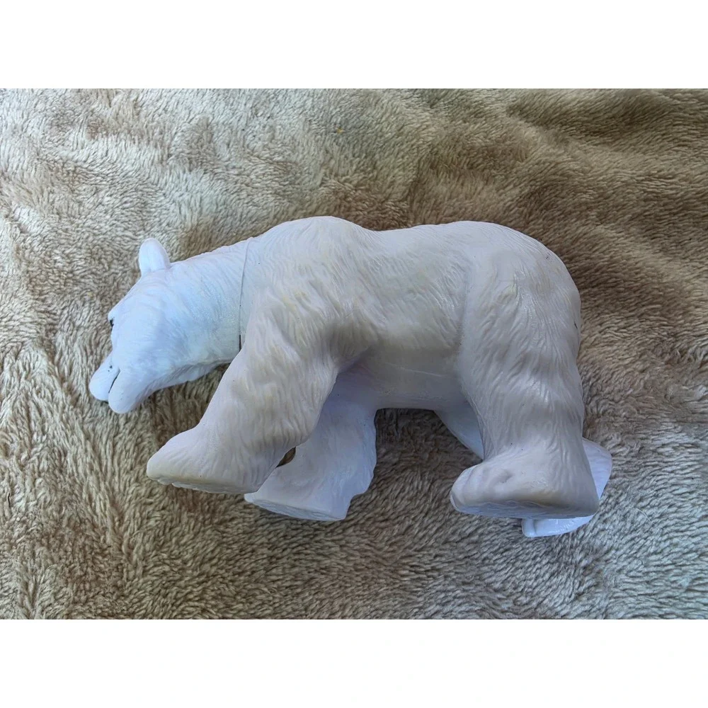 White Polar Bear Plastic Animal Figurine Collectible Toy Nature Wildlife Decor